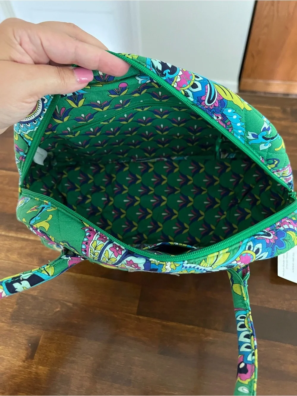 Vera Bradley Emerald Paisley “Medium Bowler” Bag & Coin Purse